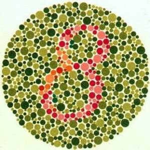 8 = normal, 3 = buta warna merah-hijau, tidak ada angka apapun = buta warna total
